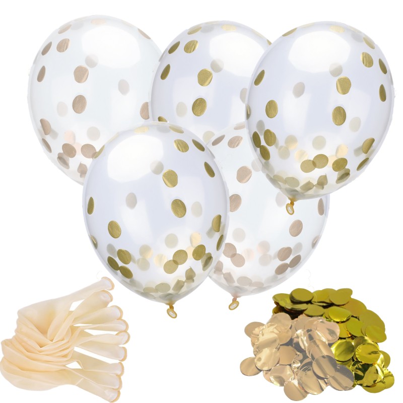 Feed på Fremkald Sada Køb 20 stk store flotte konfetti balloner med guldkonfetti til helium