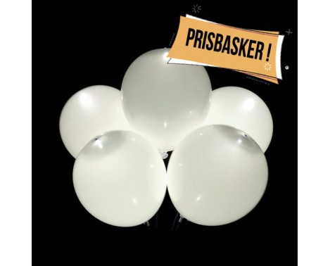 5 stk. Balloner med lys. - Hvid - str.10" 5 stk. Balloner med lys. - Hvid - str.10"