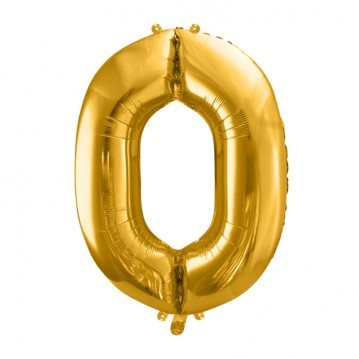 1 stk. Folieballon Tal 0 Guld 35 cm - Perfekt til Fødselsdag & Jubilæum Dekoration