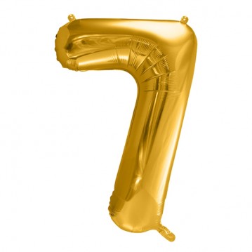 1 stk. Folieballon Tal 7 Guld 35 cm – Perfekt til Jubilæum & Fødselsdagspynt