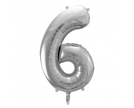 Sølv 6 tal ballon - ca 35 cm