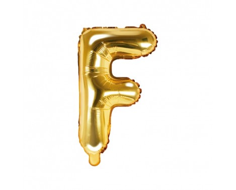 Guld F bogstav ballon -  ca 35 cm