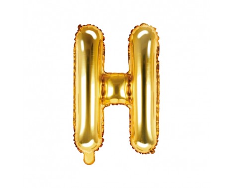 Guld H bogstav ballon -  ca 35 cm