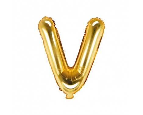 Guld V bogstav ballon -  ca 35 cm