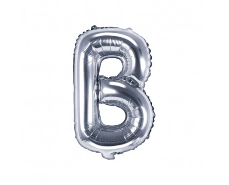 Sølv B bogstav ballon -  ca 35 cm