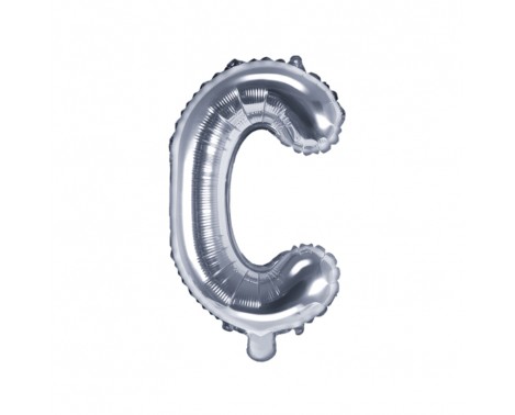 Sølv C bogstav ballon -  ca 35 cm