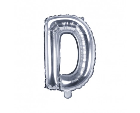 Sølv D bogstav ballon -  ca 35 cm
