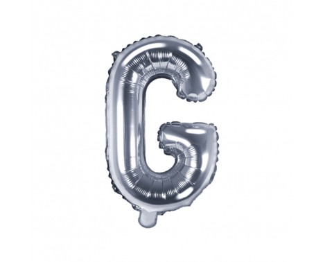 Sølv G bogstav ballon -  ca 35 cm