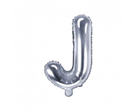 Sølv J bogstav ballon -  ca 35 cm