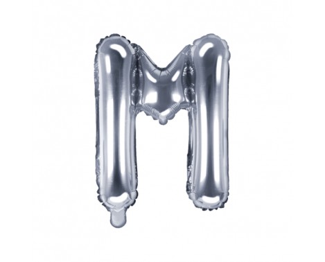 Sølv M bogstav ballon -  ca 35 cm