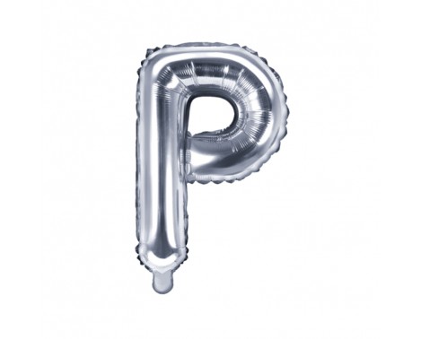 Sølv P bogstav ballon -  ca 35 cm