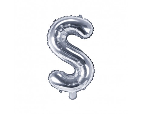 Sølv S bogstav ballon -  ca 35 cm