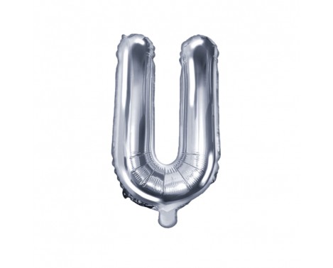 Sølv U bogstav ballon -  ca 35 cm