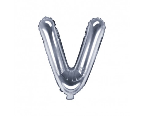 Sølv V bogstav ballon -  ca 35 cm