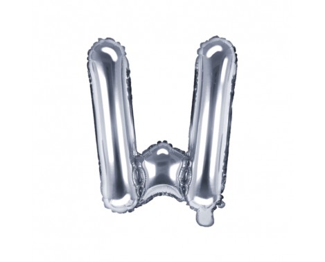 Sølv W bogstav ballon -  ca 35 cm