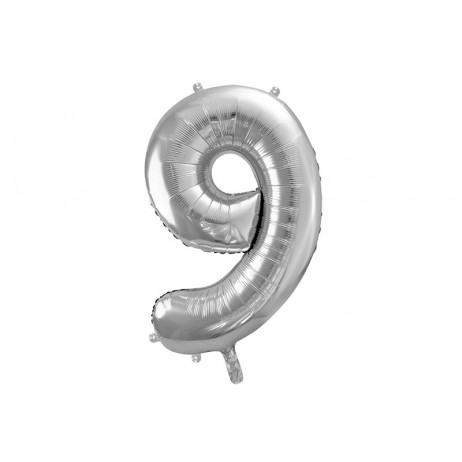 Sølv 9 tal ballon -  ca 86 cm