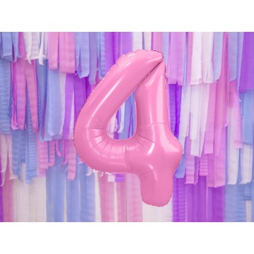 Lyserød 4 tal ballon - ca 86 cm Lyserød 4 tal ballon - ca 86 cm