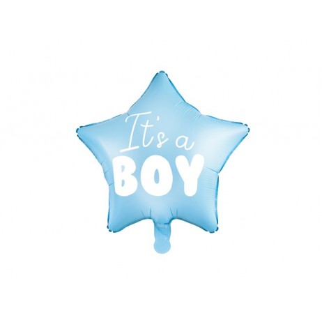 Lyseblå stjerne - It's a boy 19" folieballon
