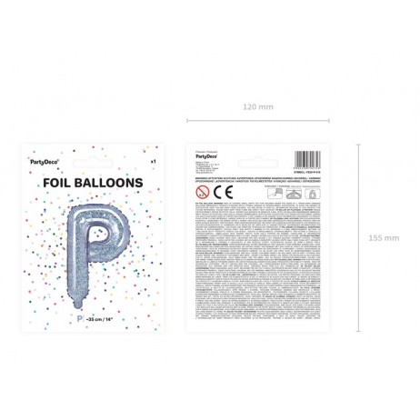 Holografisk P bogstav ballon - ca 35 cm Holografisk P bogstav ballon - ca 35 cm