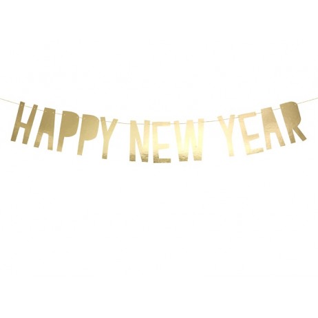 Happy New Year banner - Guld 10 x 90 cm