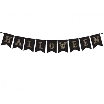 Happy Halloween banner - sort 20x175 cm Happy Halloween banner - sort 20x175 cm