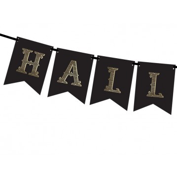 Happy Halloween banner - sort 20x175 cm Happy Halloween banner - sort 20x175 cm