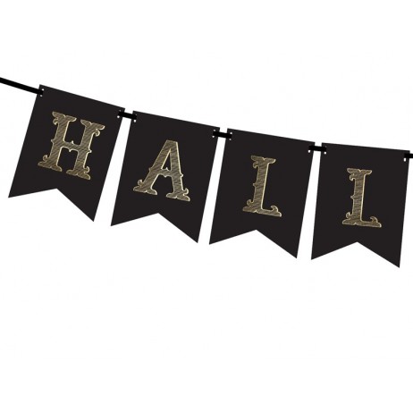 Happy Halloween banner - sort 20x175 cm Happy Halloween banner - sort 20x175 cm