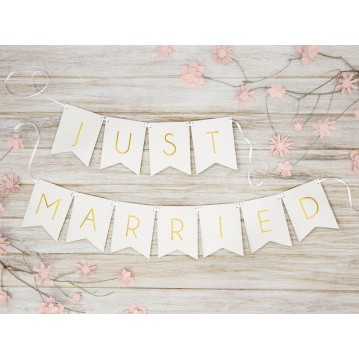 Bryllups banner - Just Married - Hvid 15 x 155 cm Bryllups banner - Just Married - Hvid 15 x 155 cm