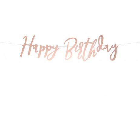 Happy Birthday banner - 62 cm - rose guld