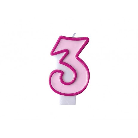 Fødselsdagslys 3 - pink