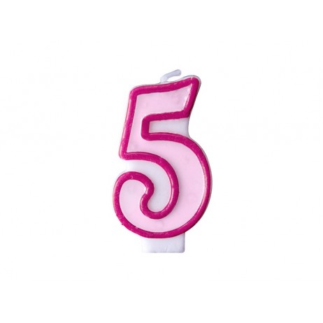 Fødselsdagslys 5 - pink