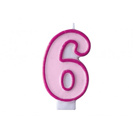 Fødselsdagslys 6 - pink