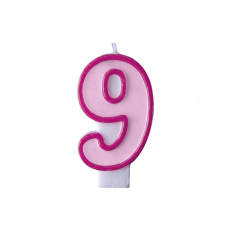 Fødselsdagslys 9 - pink