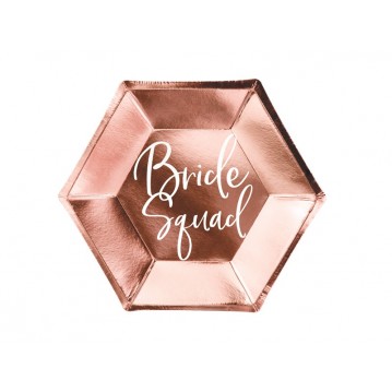 6 stk Sekskantede engangstallerken i rose guld 23cm 6 stk Sekskantede engangstallerken i rose guld 23cm
