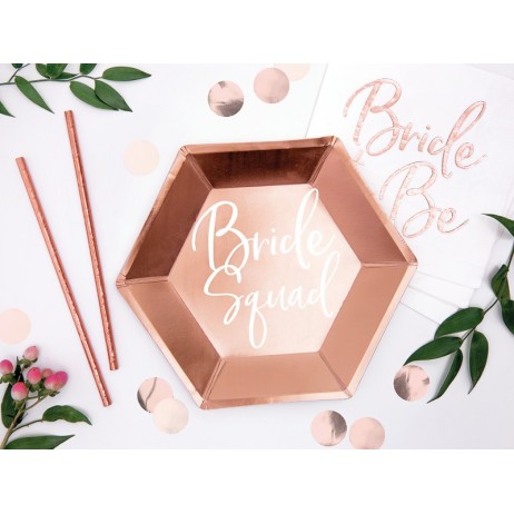 6 stk Sekskantede engangstallerken i rose guld 23cm 6 stk Sekskantede engangstallerken i rose guld 23cm