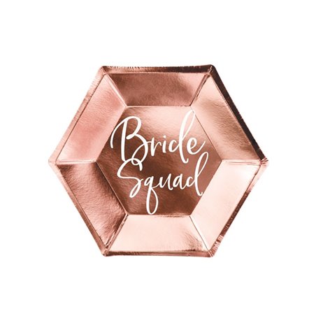 6 stk Sekskantede engangstallerken i rose guld 23cm 6 stk Sekskantede engangstallerken i rose guld 23cm