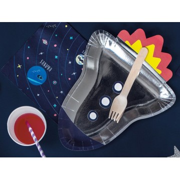 6 stk Paptallerken rumraket 21.5x29.5cm 6 stk Paptallerken rumraket 21.5x29.5cm