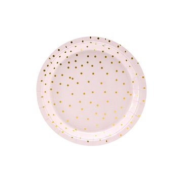 6 stk Paptallerken lyserød med prikker 18cm 6 stk Paptallerken lyserød med prikker 18cm