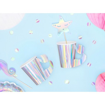 6 stk Papbæger iridescent - havfrue 22cl 6 stk Papbæger iridescent - havfrue 22cl