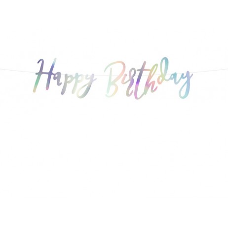 Happy Birthday banner - 62 cm - iridescent