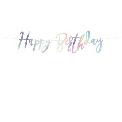 Happy Birthday banner - 62 cm - iridescent Happy Birthday banner - 62 cm - iridescent