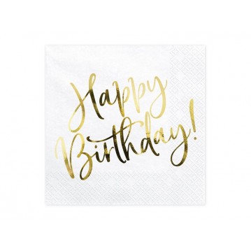 20 stk Servietter Happy birthday guld 20 stk Servietter Happy birthday guld