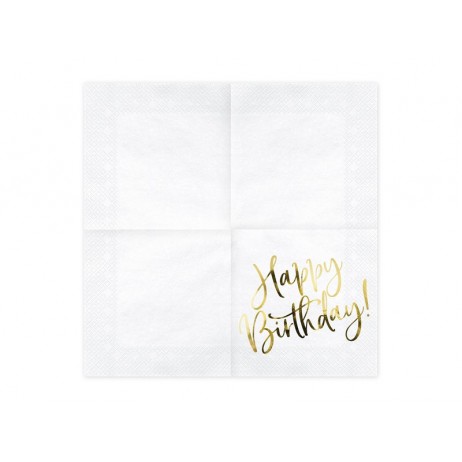 20 stk Servietter Happy birthday guld 20 stk Servietter Happy birthday guld