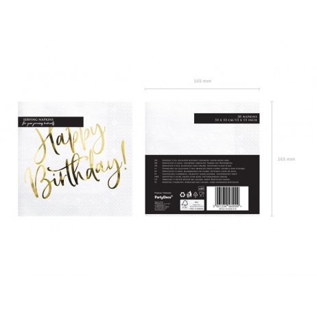 20 stk Servietter Happy birthday guld 20 stk Servietter Happy birthday guld
