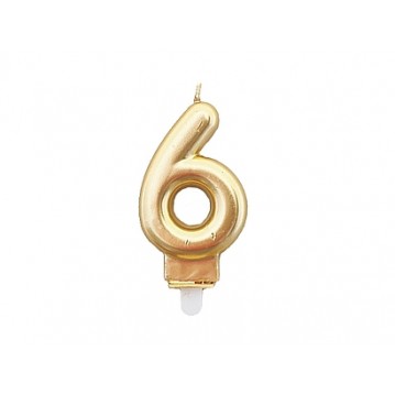 1 stk. Fødselsdagslys 6 i guld Metallic