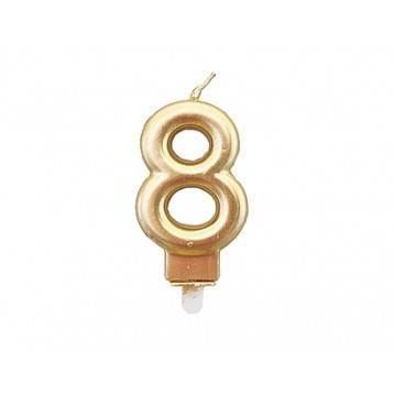 1 stk. Fødselsdagslys 8 i guld Metallic