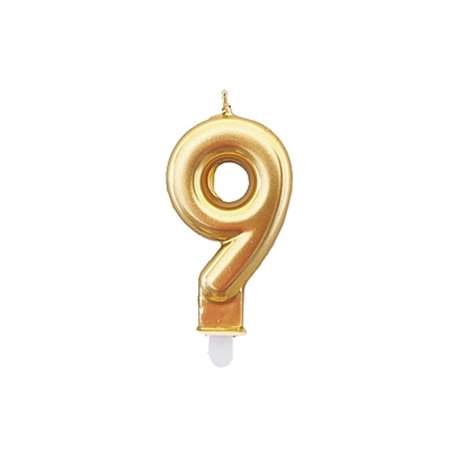 1 stk. Fødselsdagslys 9 i guld Metallic 1 stk. Fødselsdagslys 9 i guld Metallic