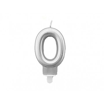1 stk. Fødselsdagslys 0 i sølv Metallic