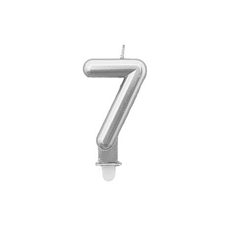 1 stk. Fødselsdagslys "7" i sølv metalic