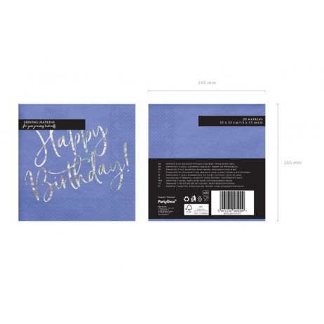 20 stk Servietter Happy birthday blå 20 stk Servietter Happy birthday blå